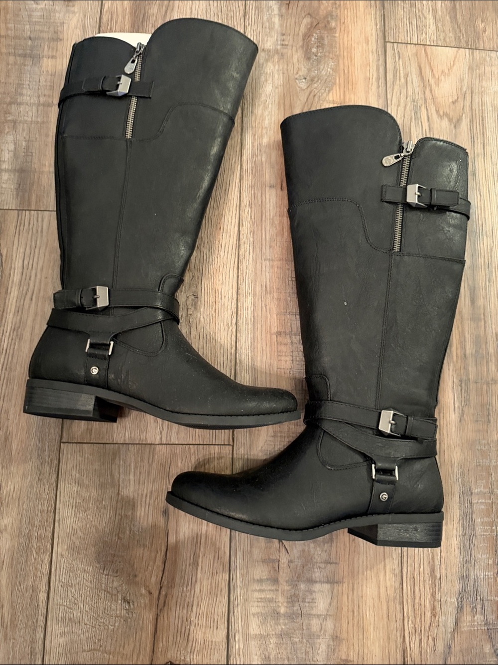 New Naturalized wide calf Women’s Black Boots with Buckle Detail